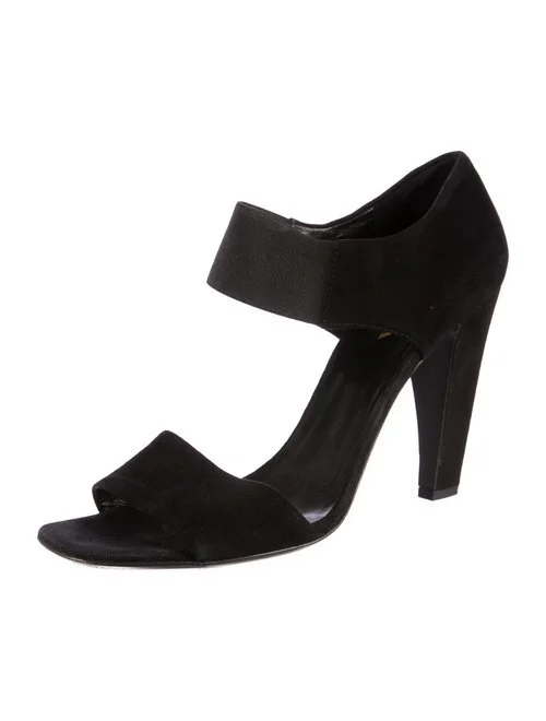 Prada Elasticized Strap Sandals in Grey Suede