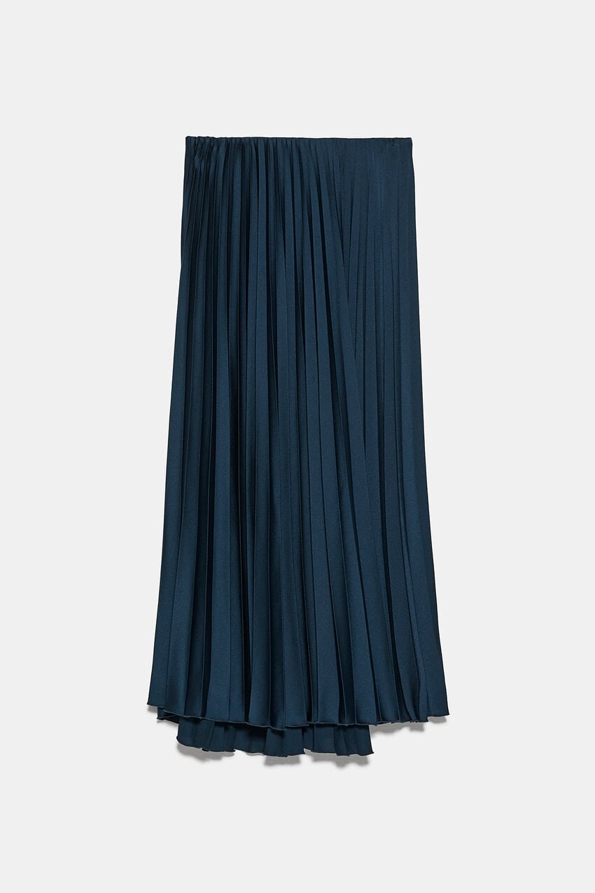 Zara Pleated Midi Skirt in Petrol Blue.jpg