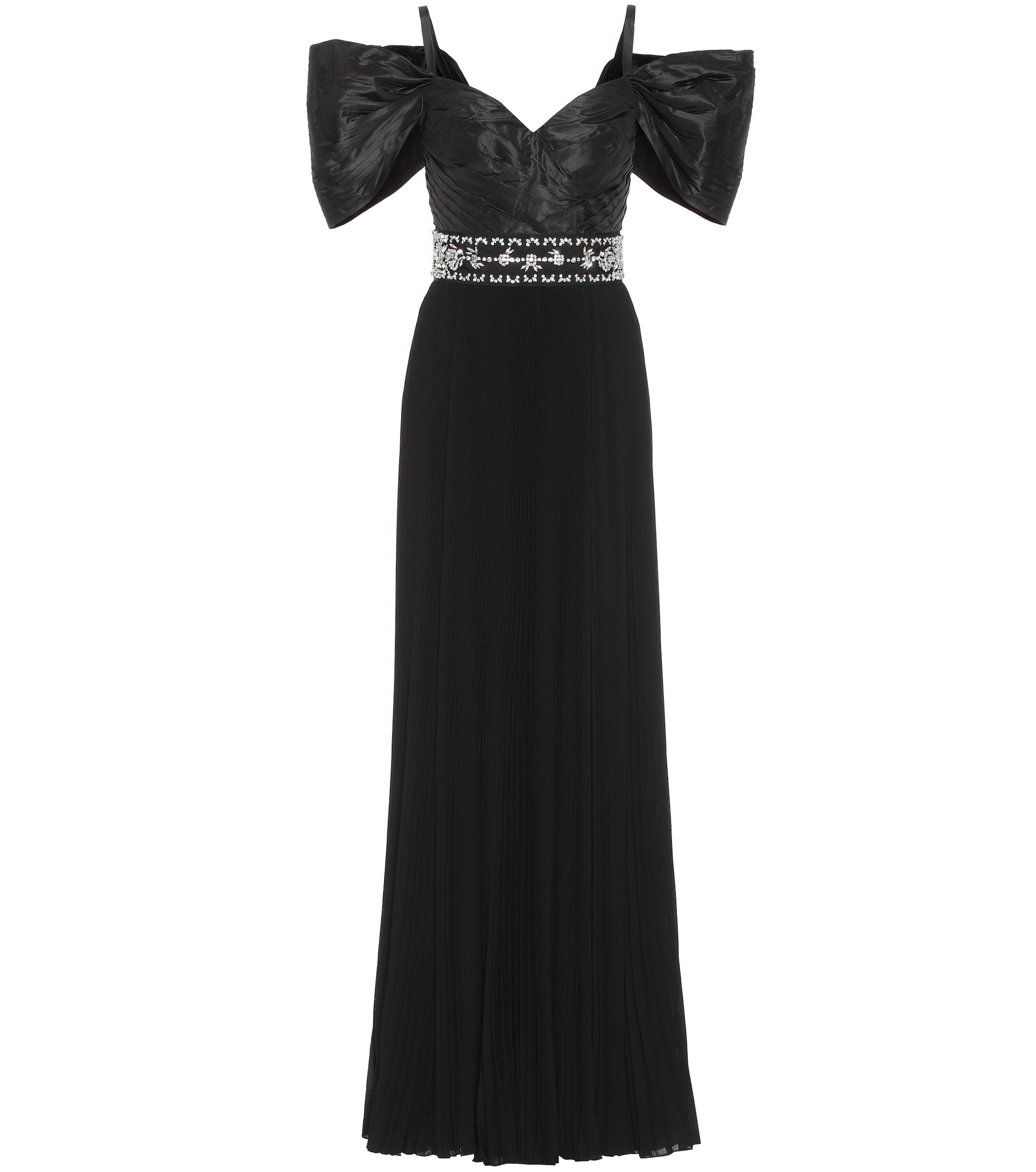 Prada Crystal-Embellished Pleated Silk-Taffeta Gown in Black — UFO No More