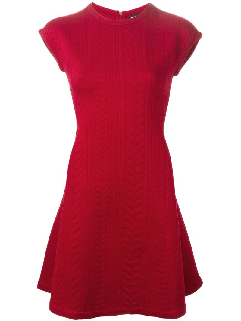 Emporio Armani Cable Knit Effect Dress in Red.jpg