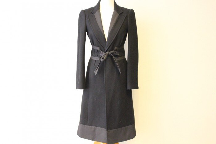 By Malene Birger Pleated Waist Belted Coat in Black — UFO No More