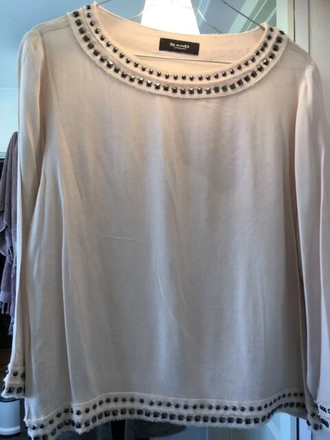 Sand Copenhagen Studded Neckline Top in Dark Grey