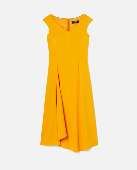 Paule Ka Satin-Back Crepe Dress in Saffron