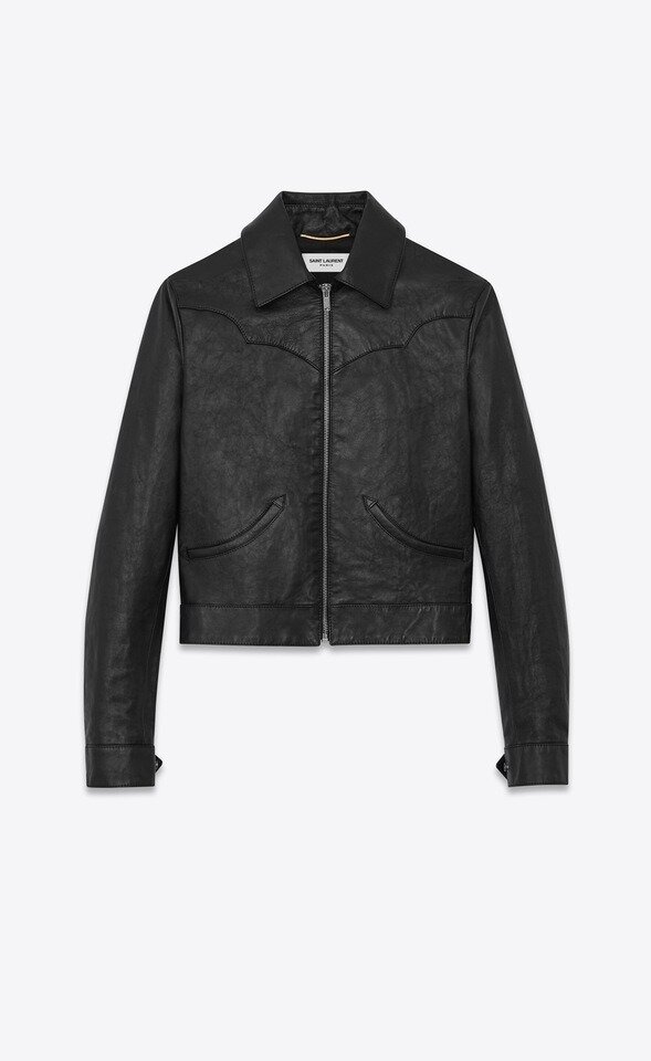 Saint Laurent Western-Style Jacket in Black Vintage Leather — UFO No More