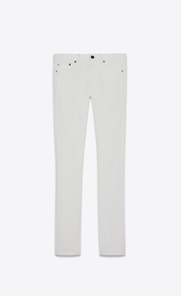 Saint Laurent Stonewashed White Stretch Denim Skinny Jeans.jpg