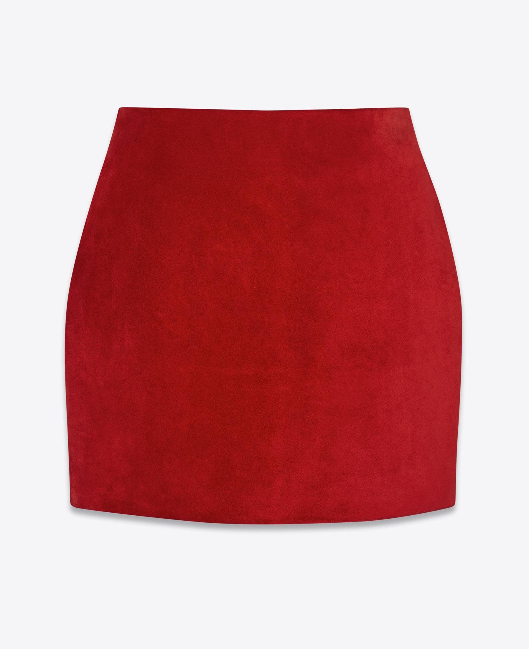 Saint Laurent Suede Mini Skirt in Red.jpg