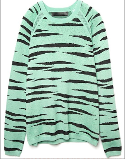 Proenza Schouler Zebra-Print Knit Sweater in Mint