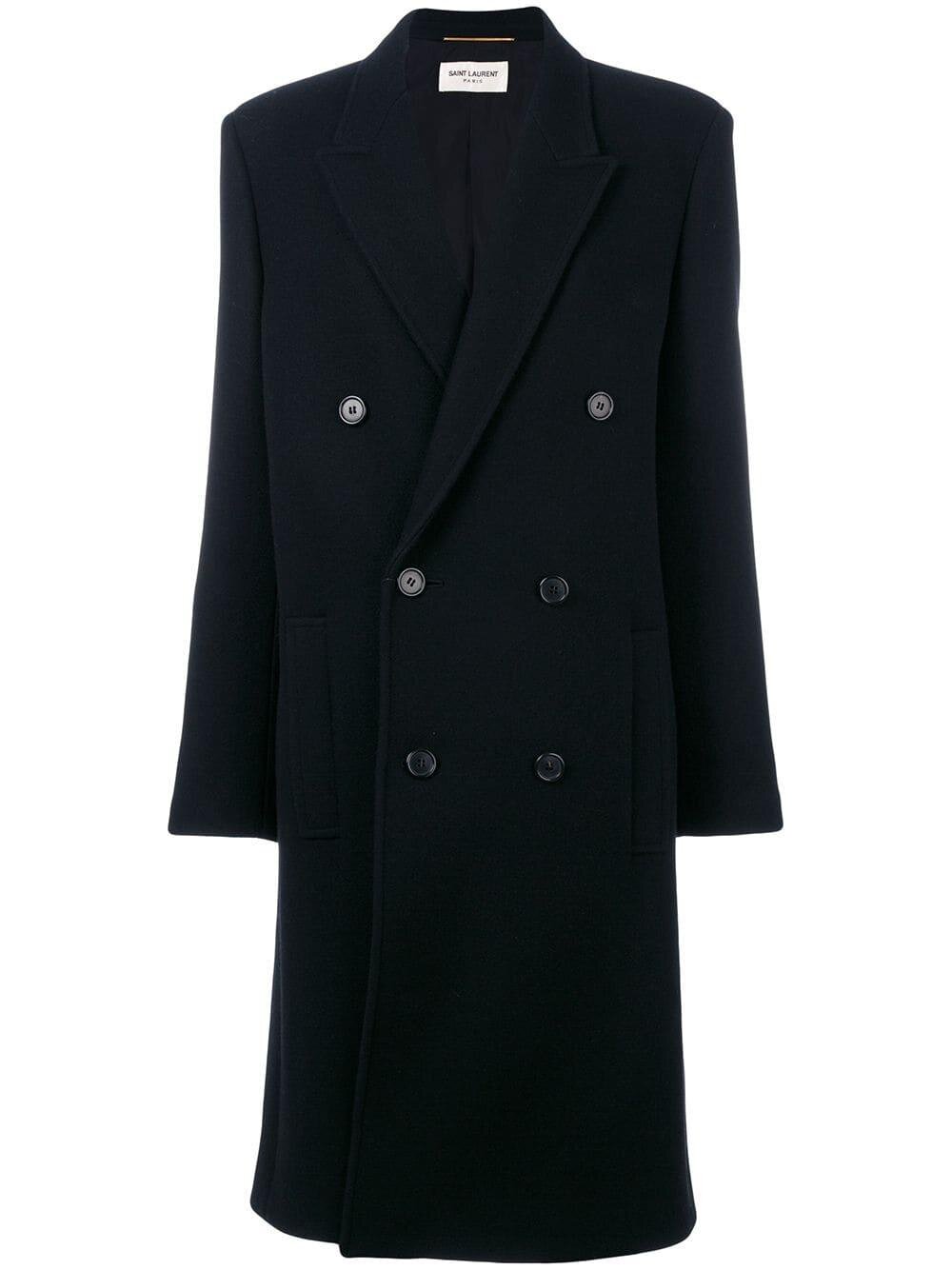 Saint Laurent Double-Breasted Coat in Black — UFO No More
