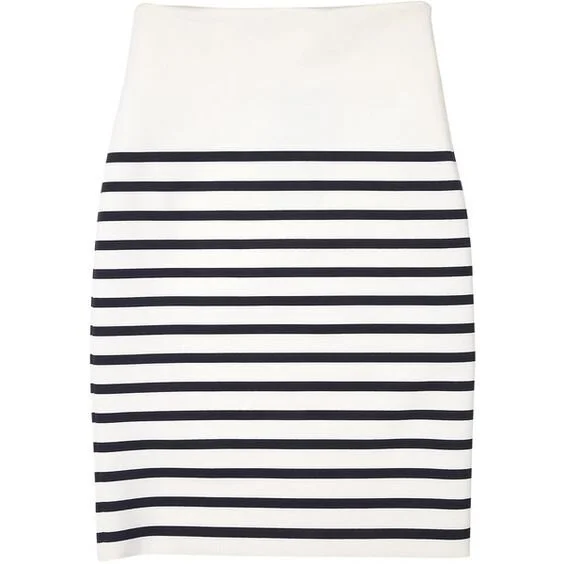 Bruuns Bazaar Astrid Neoprene Jersey Stripe Skirt in White