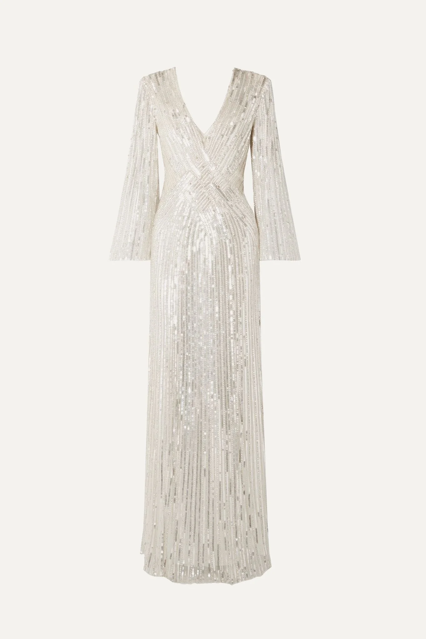 Jenny Packham Silvie Embellished Tulle Gown in Silver