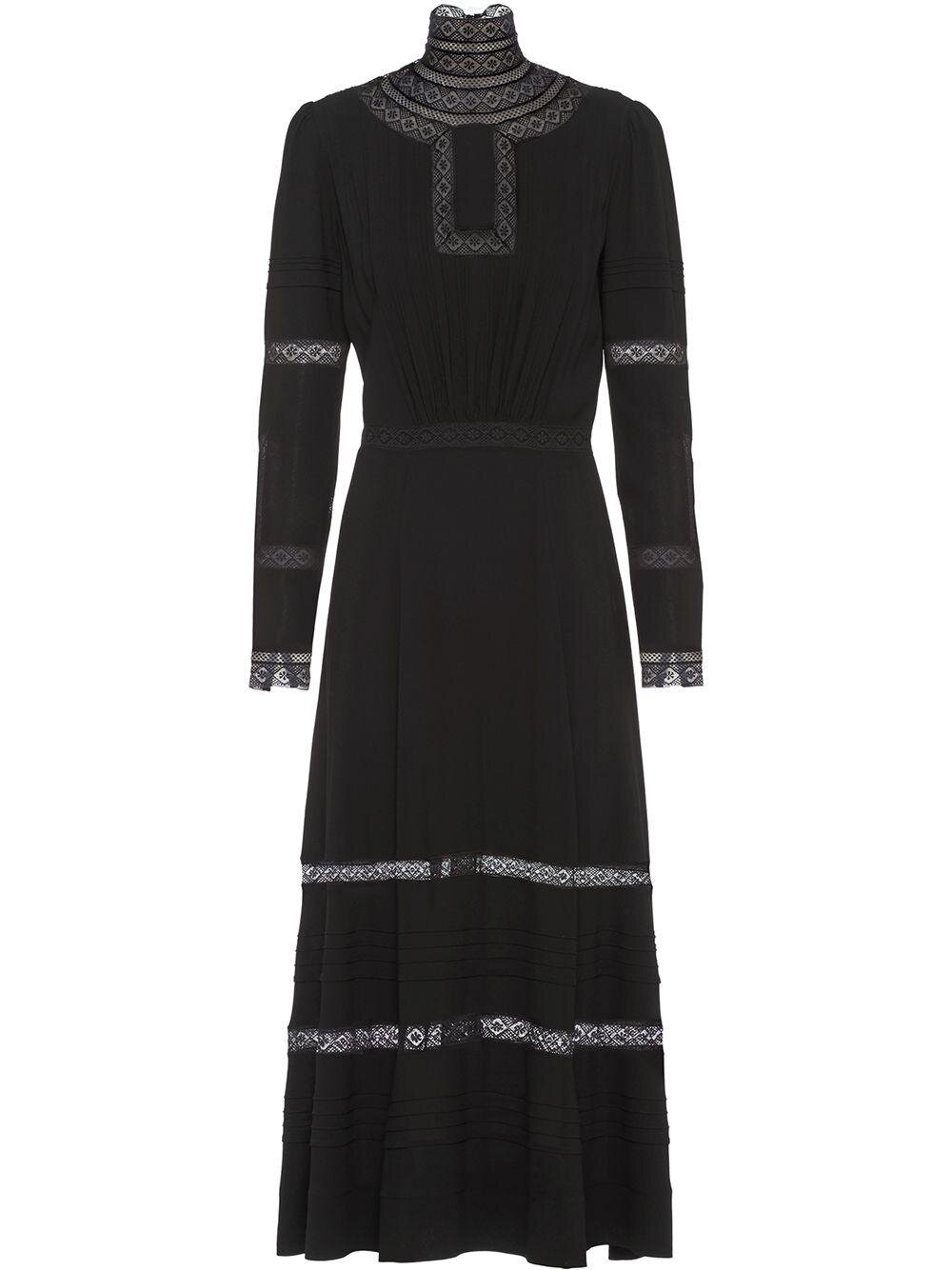 Prada Crochet Embellished Sablé Dress in Black.jpg