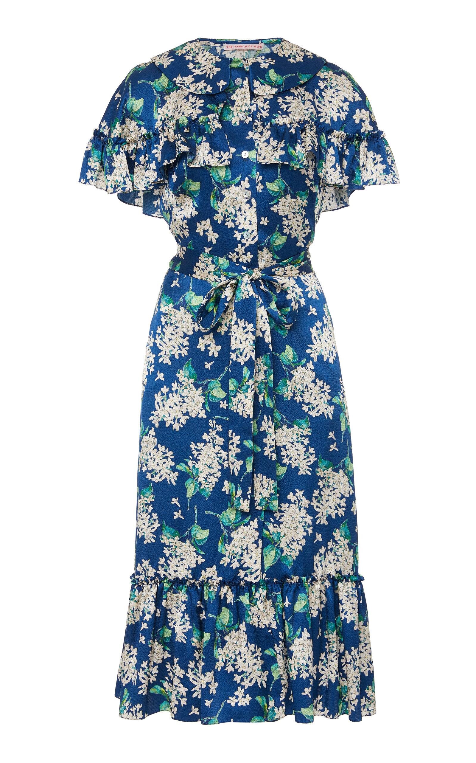 The Vampire's Wife The LA Midi Dress in Blue Floral Print.jpg