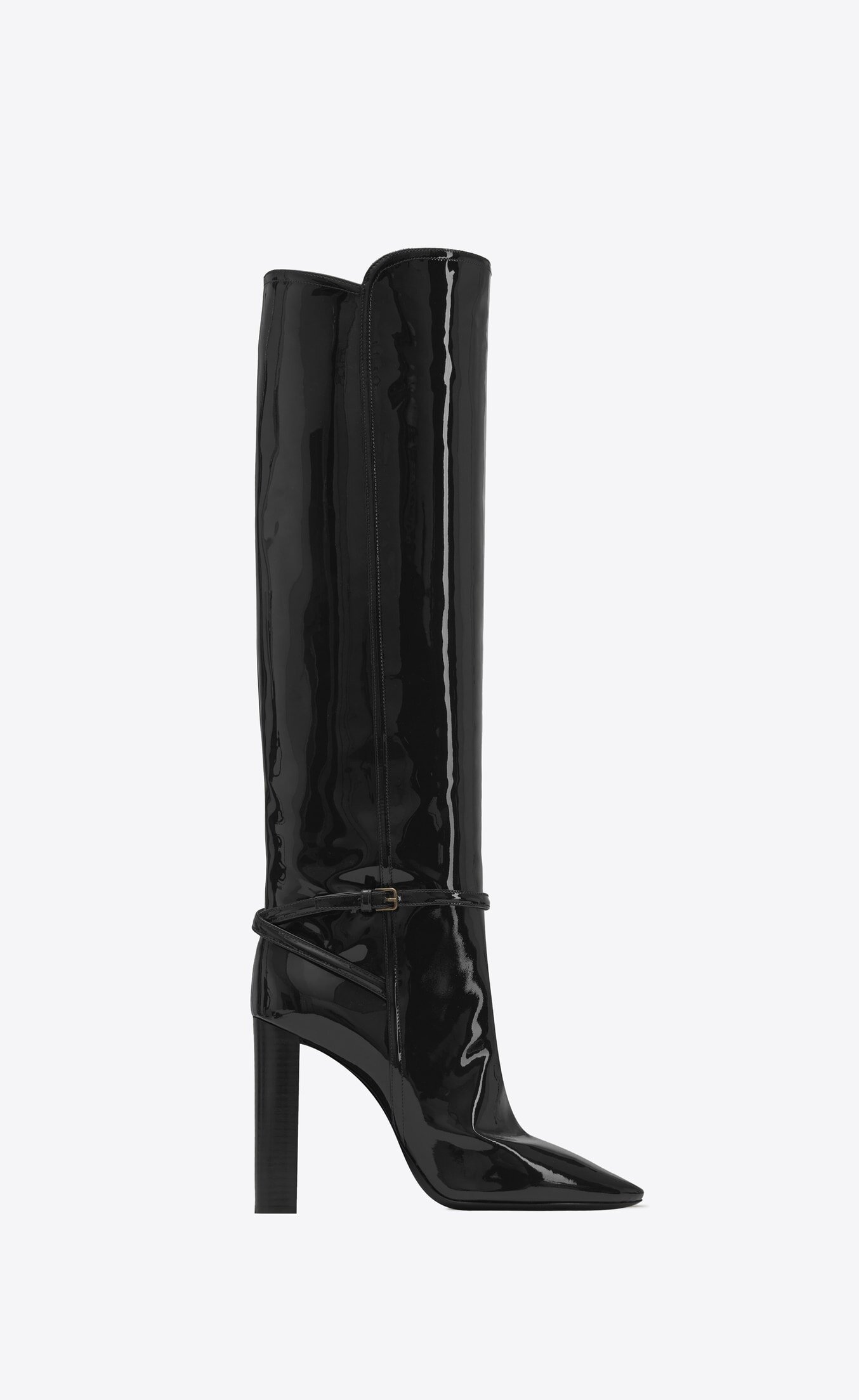 Saint Laurent 76 Knee-High Boots in Black Patent Leather — UFO No More