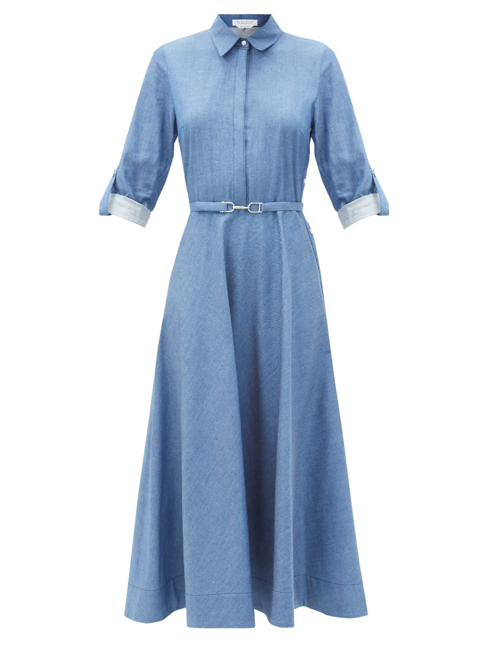 gabriela hearst denim dress Gabriela Hearst Marley Midi Dress in Denim — UFO No More