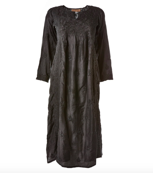 Muzungu Sisters Embroidered Silk Dress in Black With Black.png