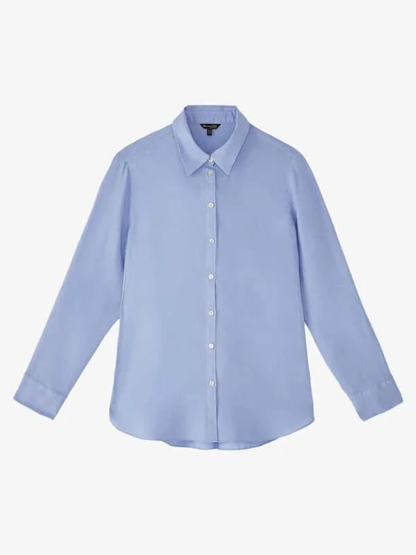 Massimo Dutti Plain 100% Linen Shirt in Sky Blue