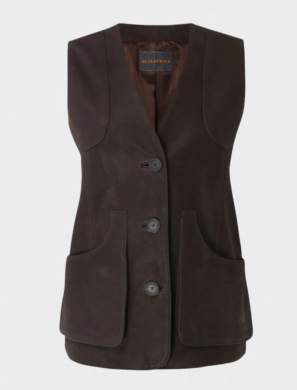 Really Wild Nubuck Waistcoat in Dark Brown