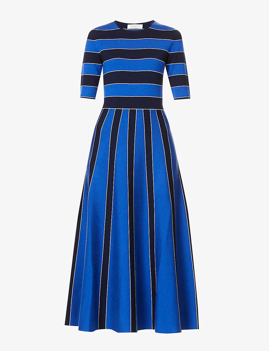 Gabriela Hearst Capote Dress in Navy & Cobalt Blue