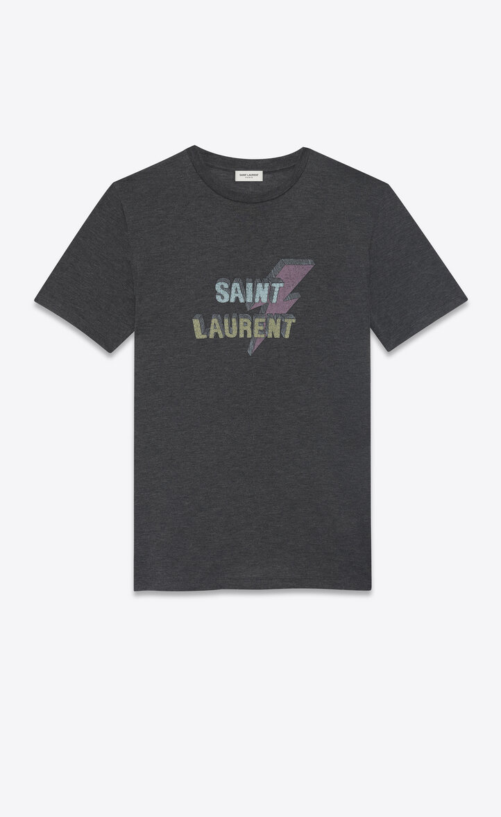 Saint Laurent Lightening Bolt T-Shirt in Black Jersey.jpg