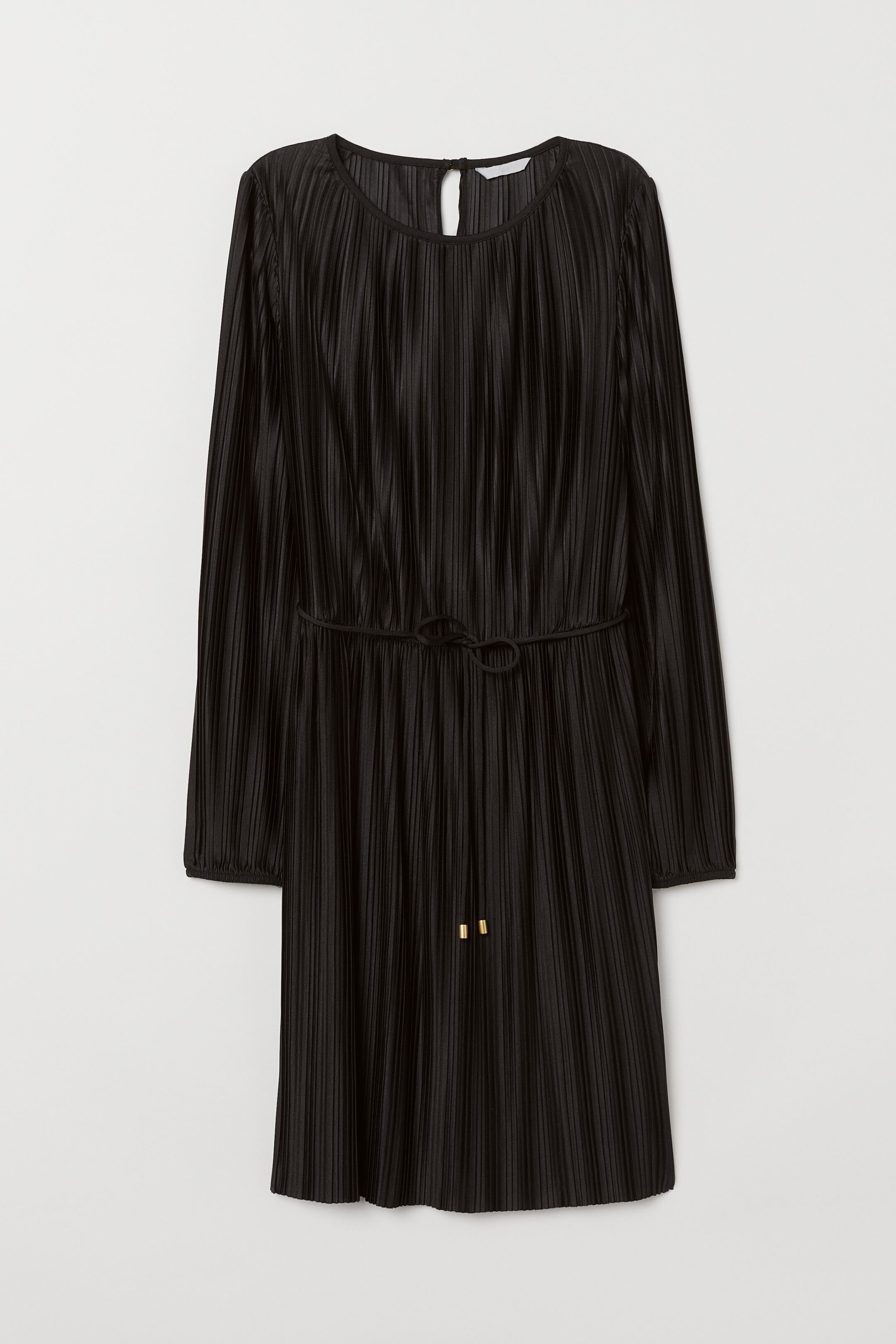 H&M Pleated Mini Dress in Black.jpg