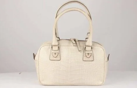 Max Mara Leather Bowler Bag in White Reptile