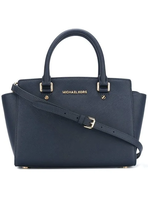 Michael Kors Selma Medium Satchel in Navy Leather