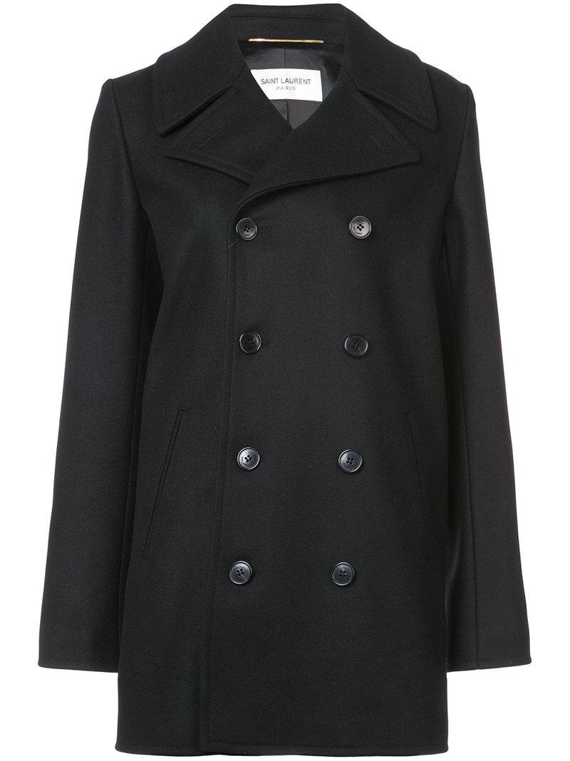 Saint Laurent Double-Breasted Wool Coat in Black.jpg