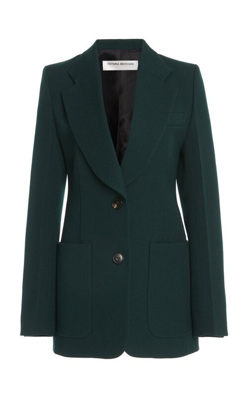 Victoria Beckham Patch Pocket Fitted Jacket in Bottle Green — UFO No More