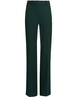 Victoria Beckham High Waist Flare Leg Trousers in Bottle Green