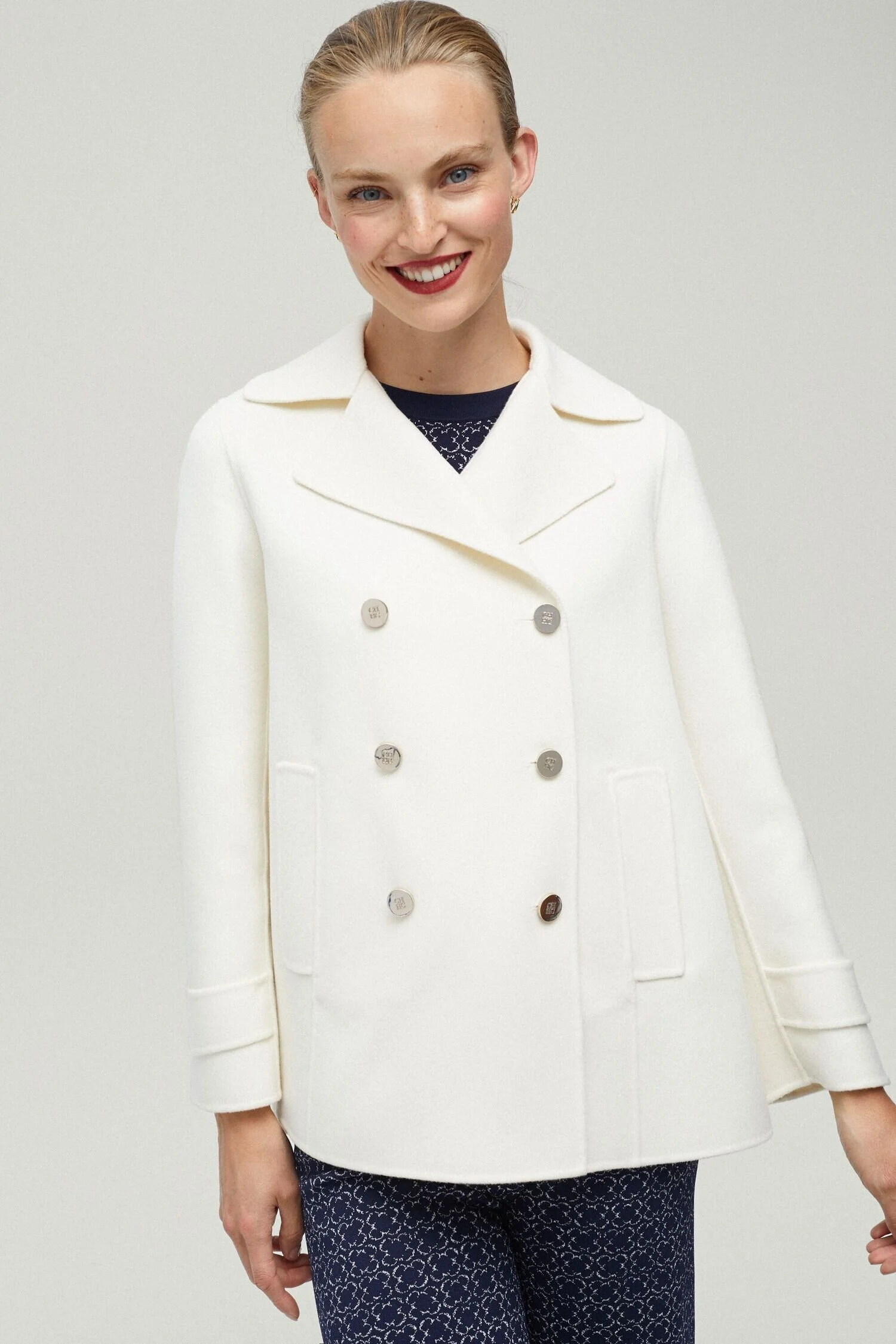 Carolina Herrera Double-Faced Wool Coat in White
