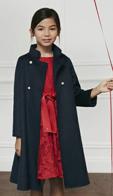 Carolina Herrera Double-Breasted Pearl Buttons Coat in Black