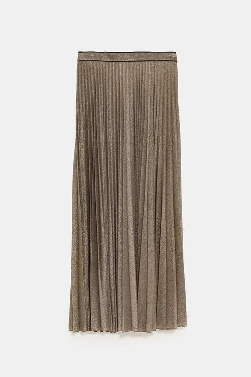 Zara Pleated Metallic Thread Skirt