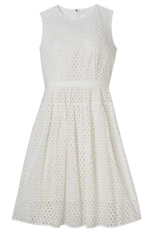 Hugo Boss Dafalia Cotton Eyelet Dress In White UFO No More