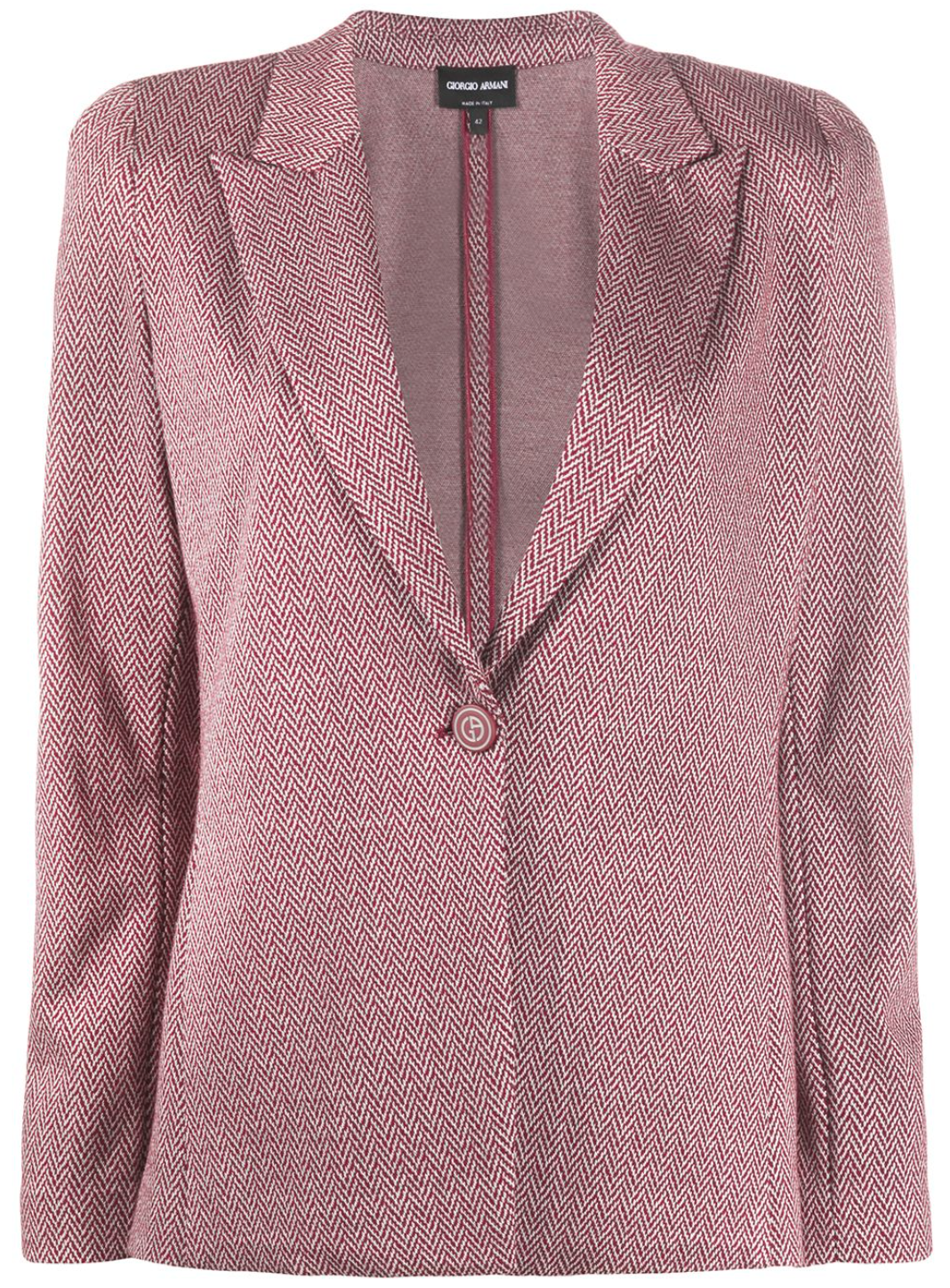 Giorgio Armani Herringbone Knit Blazer in Red