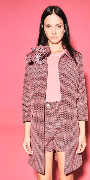 Atos Lombardini Patterned Coat in Pink