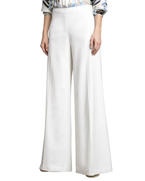 Carolina Herrera Lightweight Wide-Leg Pants in White