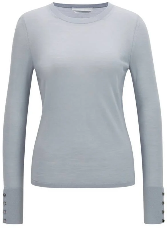 Hugo Boss Frankie Cuff Detail Wool Sweater in Ice Blue
