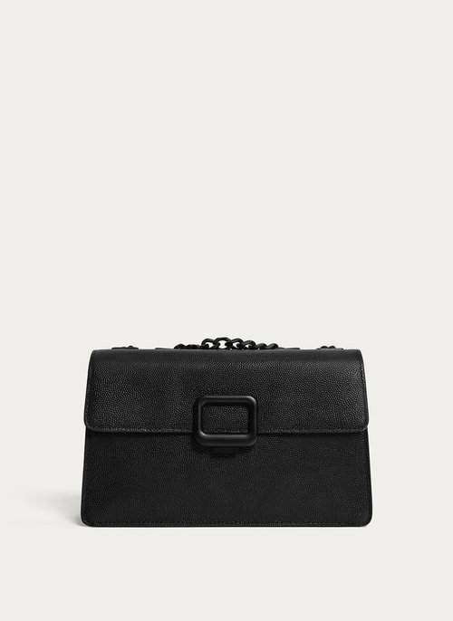 Uterque Buckle Leather Handbag in Black — UFO No More