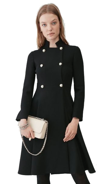 Carolina Herrera Double Breasted Wool Blend Coat in Black UFO No More
