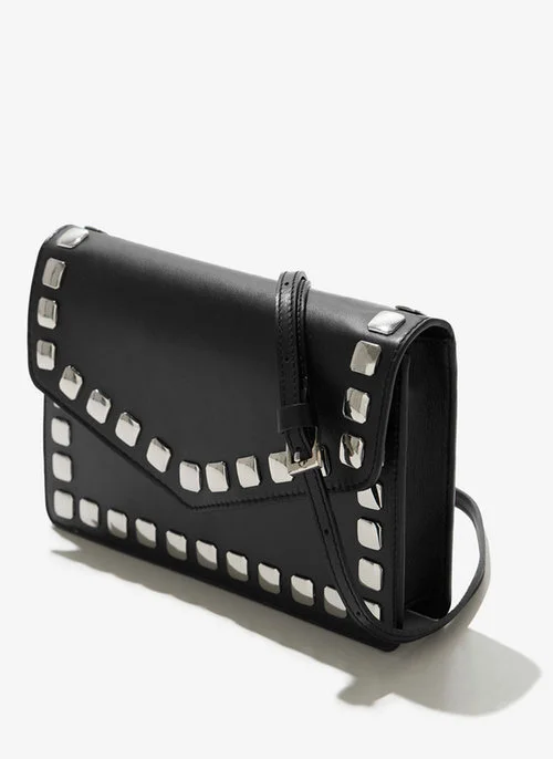 Uterque Studded Messenger Bag in Black