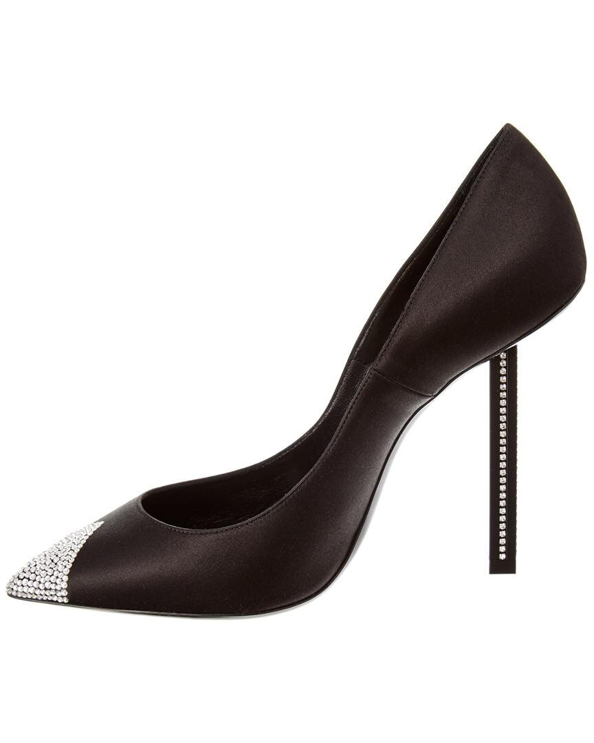 Saint Laurent Tower 110 Pumps in Black Satin and White Crystals.jpg