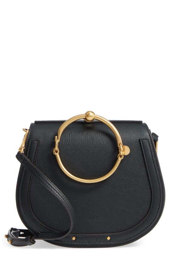 Chloe Black Leather/Suede Small Nile Bracelet Bag