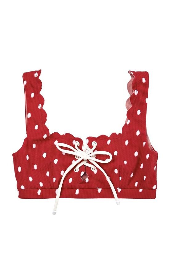 Marysia Palm Springs Tie Front Bikini Top in Red Polka-Dot.jpg