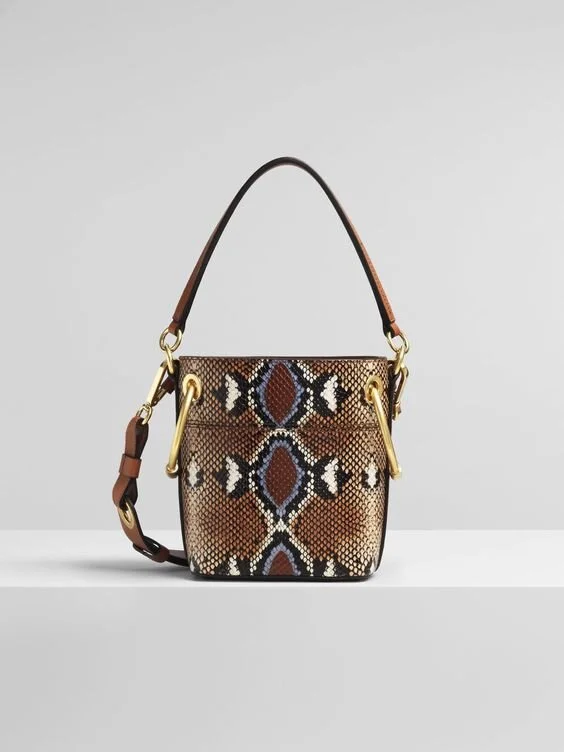 Chloé Mini Roy Bucket Bag in Caramel Python Print Calfskin