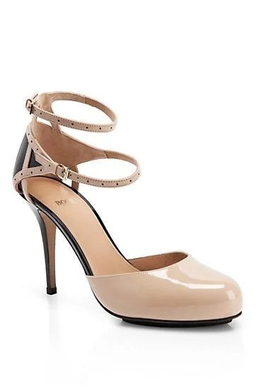 Hugo Boss Victorya-V Ankle-Strap Pumps in Nude/Black