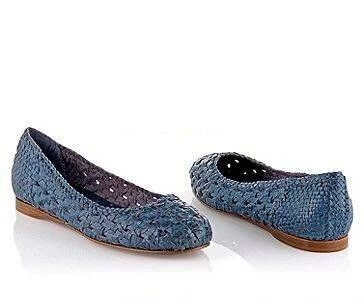 Hugo Boss Woven Leather Ballet Flats in Blue