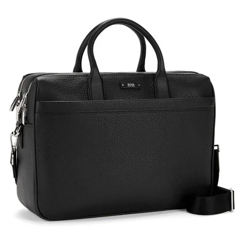 Hugo Boss Traveller_D Doc Laptop Bag in Black Leather — UFO No More