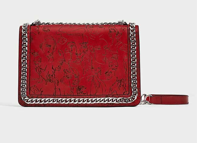 ZARA red heart shaped crossbody bag with chain rare bloggers sold