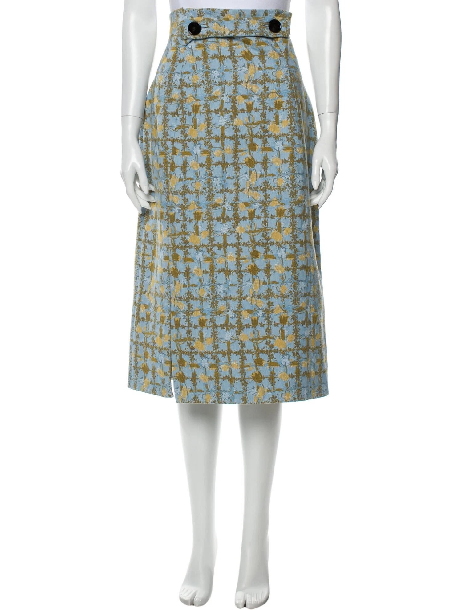 Christian Dior Printed Midi Length Skirt in Blue