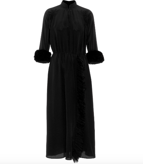 Prada Feather-Trim Silk Dress in Black.png